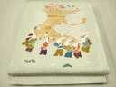 平和屋着物●児島廣和 アトリエ 聖jin苑 太鼓柄袋帯 兎 巾着 宝尽くし文 銀通し地 正絹 逸品 未使用 CAAT1165hy