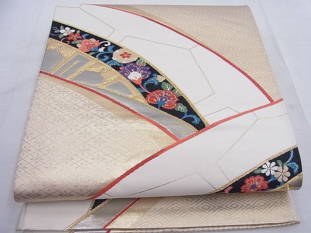 平和屋着物◎六通柄袋帯 唐織 慶長小袖 プラチナ箔 逸品 BAAF2566ea