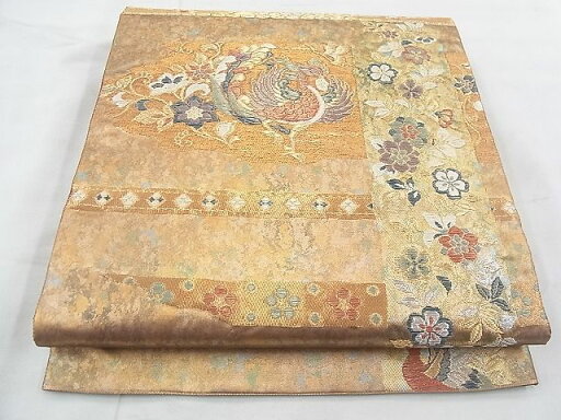 平和屋着物◎六通柄袋帯 花鳥文 金銀糸 引箔 逸品 BAAF0559jm 平和屋着物◎六通柄袋帯 花鳥文 金銀糸 引箔 逸品 BAAF0559jm