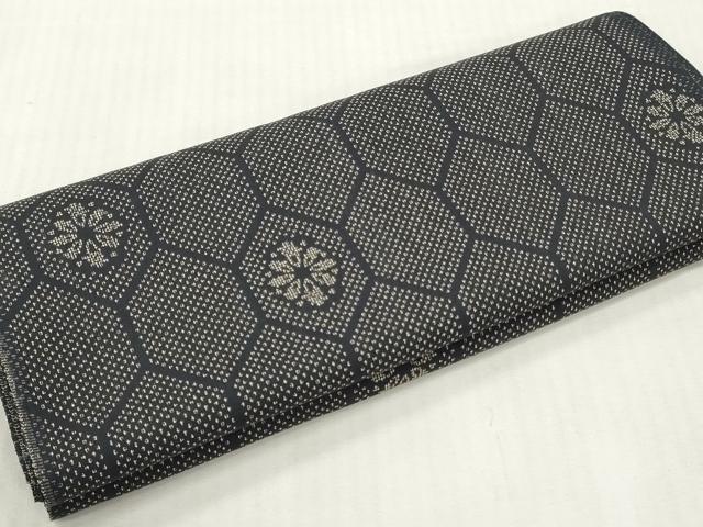 平和屋着物▼紬　反物　着尺　亀甲花文　逸品　未使用　DAAQ4553zym