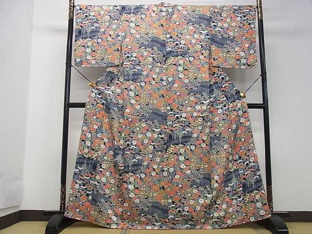 平和屋着物■上質な小紋 風景花文 逸品 未使用 DAAE1984ma