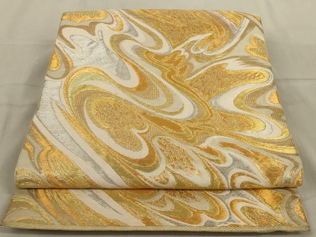 平和屋着物◎六通柄袋帯　流水文　金銀糸　正絹　逸品　AABC4415ou