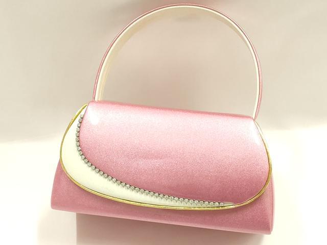 平和屋着物▼和装小物 和装バッグ 振袖用 ハンドバッグ エナメル ラインストーン マグネット式 逸品 AABJ8963ay