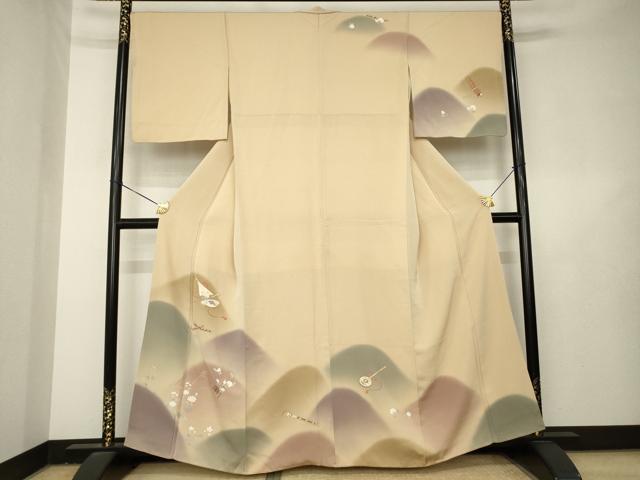 平和屋着物●訪問着　楽器花文　暈し染め　金糸　正絹　逸品　AABL3709ck