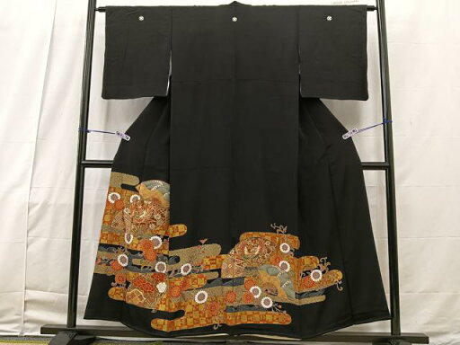 平和屋着物■豪華黒留袖 駒刺繍 エ霞鳳凰花文 金彩 正絹 逸品 BAAM4658bs 平和屋着物■豪華黒留袖 駒刺繍 エ霞鳳凰花文 金彩 正絹 逸品 BAAM4658bs