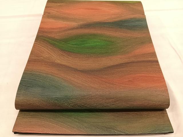 平和屋着物◎六通柄袋帯　霞文　正絹　逸品　BAAU7799hv