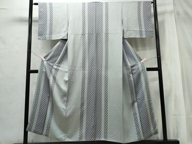 平和屋着物■染色作家 斎藤三才 小紋 籠目間道 正絹 逸品 CAAQ0783ng