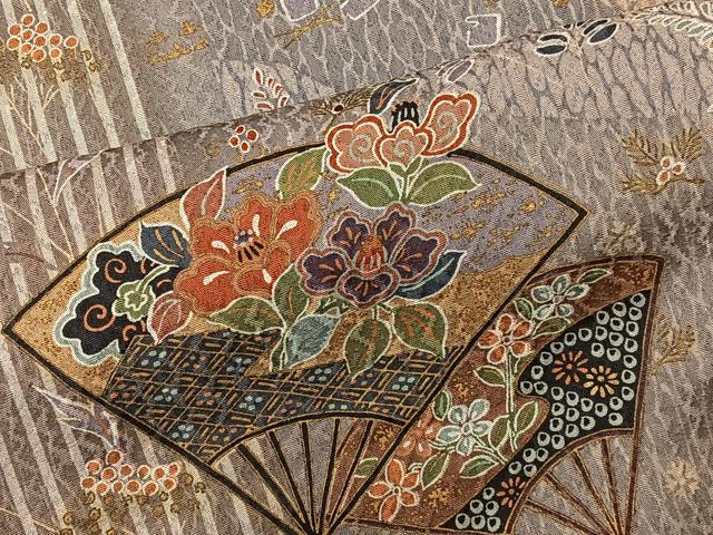 平和屋着物■上質な小紋 扇面花文 金彩 正絹 逸品 BAAQ9301wb