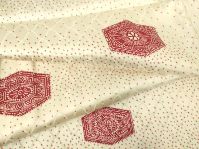 平和屋着物▽上質な小紋　単衣　亀甲花文　正絹　逸品　DAAS0798az