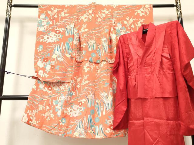 Kimono （For Girls） - 平和屋着物[]七五三　女の子　7歳　祝着　四つ身　長襦袢(袷)セット　草花文　金彩　逸品　DABC5298ma