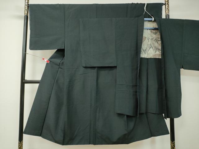 平和屋着物■男性 紬 アンサンブル 藍鉄色 正絹 逸品 CAAO1509ev