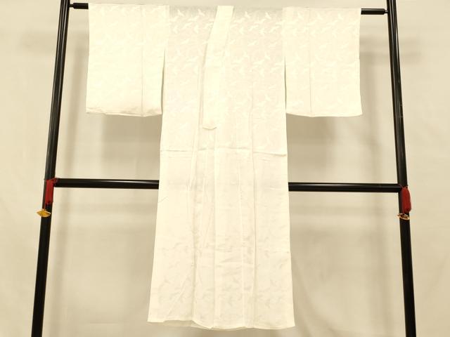 平和屋着物■長襦袢　無双仕立て　飛鶴地紋　白色　正絹　逸品　AABE1093fw