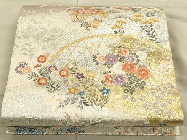 平和屋着物◎六通柄袋帯　唐織り　籬花文　金銀糸　正絹　逸品　CAAT5119ft