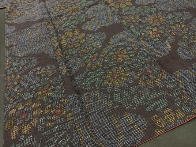 平和屋着物■上質な紬 80亀甲 雲取花文 正絹 逸品 BAAR0606wb