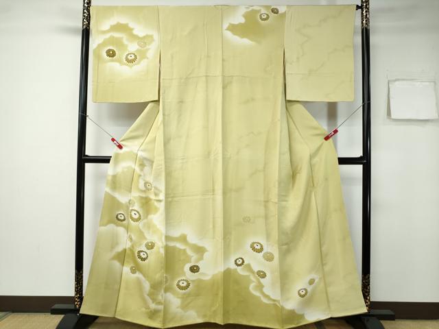 平和屋着物■訪問着 雲取り菊文 暈し染め 金彩 正絹 逸品 CAAQ7213ev