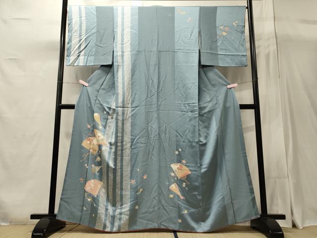 平和屋着物■訪問着　桧扇草花丸文　宝尽くし　金彩　正絹　逸品　CAAY3476oy