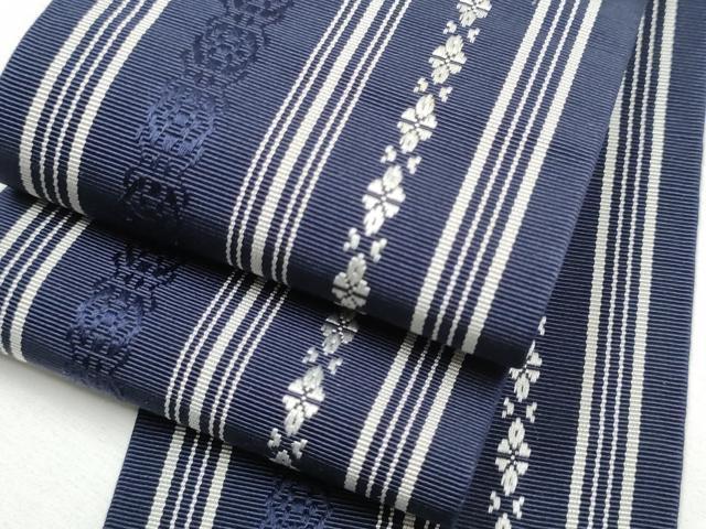 平和屋着物●男性 本場筑前博多織 両面 角帯 献上 証紙付き 正絹 逸品 CABA0992hy