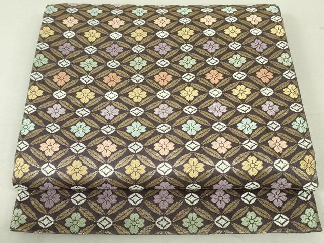 平和屋着物●六通柄袋帯　唐織　七宝花華文　金糸　正絹　逸品　DAAT0415ob