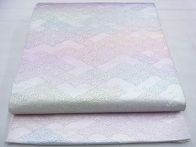 平和屋着物◎六通柄袋帯 花青海波 金糸 逸品 BAAF9306du