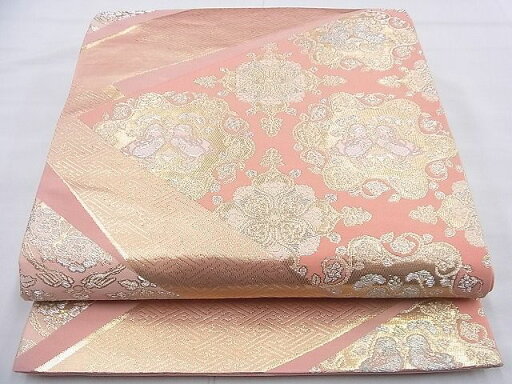 平和屋着物◎六通柄袋帯 唐織 裂取鴛鴦文 金銀糸 逸品 BAAF9984du 平和屋着物◎六通柄袋帯 唐織 裂取鴛鴦文 金銀糸 逸品 BAAF9984du