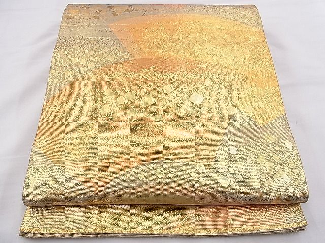 平和屋着物◎佐賀錦　六通柄袋帯　地紙箔散らし　金糸　逸品　BAAE9367hz
