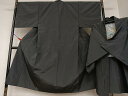 平和屋着物●男性 紬 アンサンブル 色無地 黒紅色 正絹 逸品 AAAV7406zg