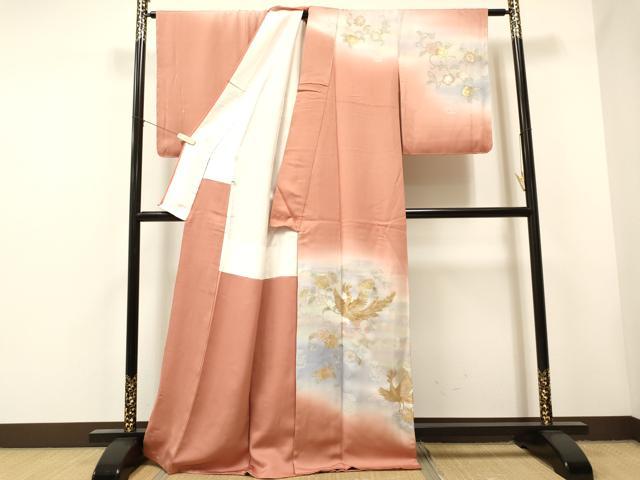 平和屋着物■訪問着　作家物　鳳凰花唐草文　暈し染め　金彩　正絹　逸品　CAAL3354id