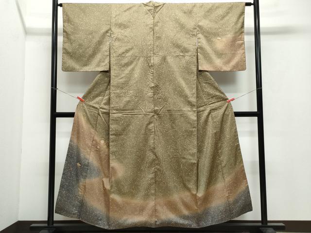 Rakuten - 平和屋着物●訪問着　本場染大島紬　刺繍　草花文　たたき染め　金糸　正絹　逸品　CAAX1007vf