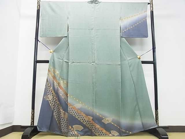 平和屋着物■訪問着 鬘帯 地紙籠目花文 暈し染め 金彩 逸品 DAAE1857ma