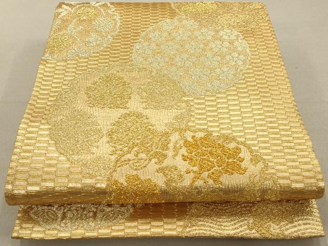 平和屋着物◎六通柄袋帯 花丸文 金糸 正絹 逸品 AAAN3445tm