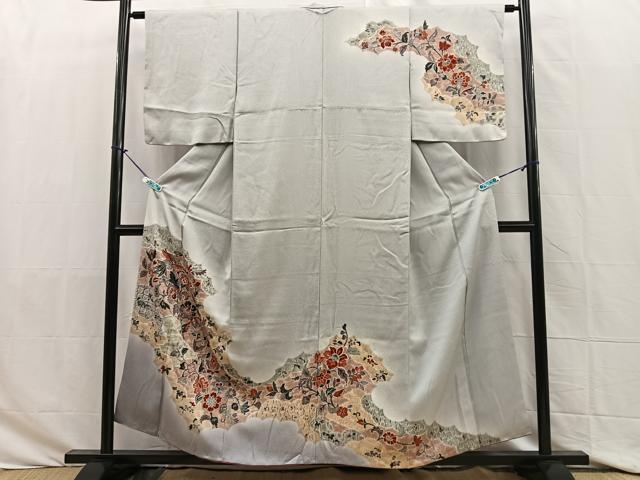 平和屋着物■訪問着 手描き 雲取り更紗花鳥文 金彩 正絹 逸品 BAAQ2629sa
