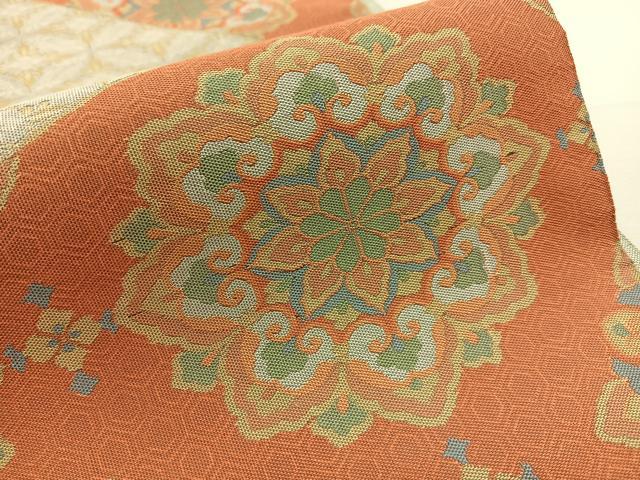 平和屋着物◎六通柄袋帯　正倉院花文　正絹　逸品　BAAT9710hj