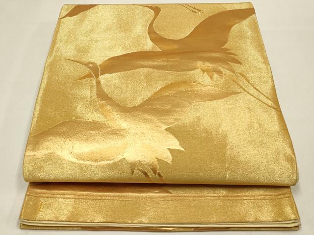 平和屋着物◎六通柄袋帯 飛鶴文 金糸 正絹 逸品 DABC9824qp