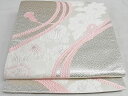 平和屋着物◎六通柄袋帯 唐織 刺繍 吉祥花文 銀糸 正絹 逸品 AAAJ7907Abw