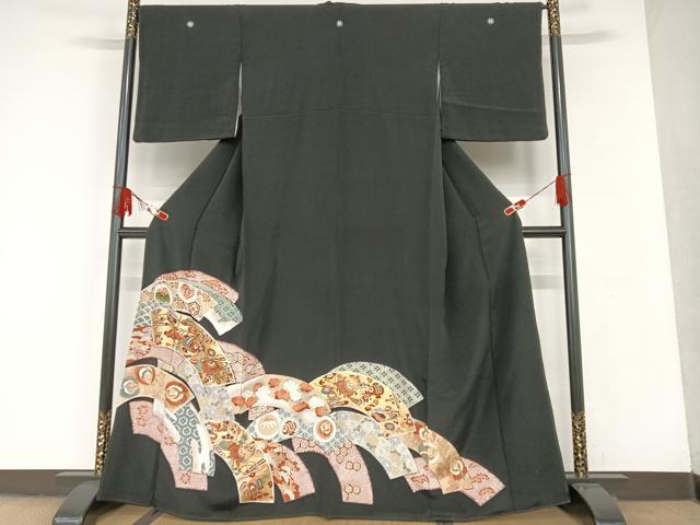 平和屋着物●豪華黒留袖　宝尽くし花鳥文　金彩　正絹　逸品　AAAQ2898zg