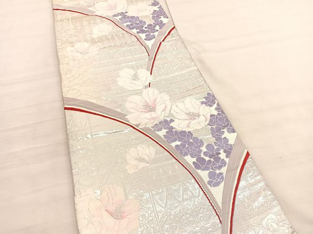 平和屋の平和屋着物◎六通柄袋帯 唐織 飾花文 銀糸 正絹 逸品 BAAV3592hv｜アングル2