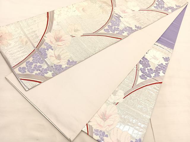 平和屋の平和屋着物◎六通柄袋帯 唐織 飾花文 銀糸 正絹 逸品 BAAV3592hv｜アングル3