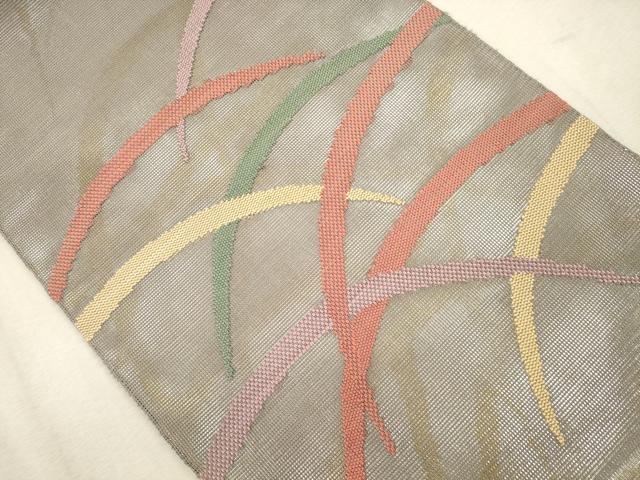 平和屋着物＊夏物　太鼓柄袋帯　芝草文　金銀糸　正絹　逸品　CAAT3836eg