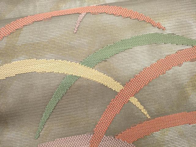 平和屋着物＊夏物　太鼓柄袋帯　芝草文　金銀糸　正絹　逸品　CAAT3836eg