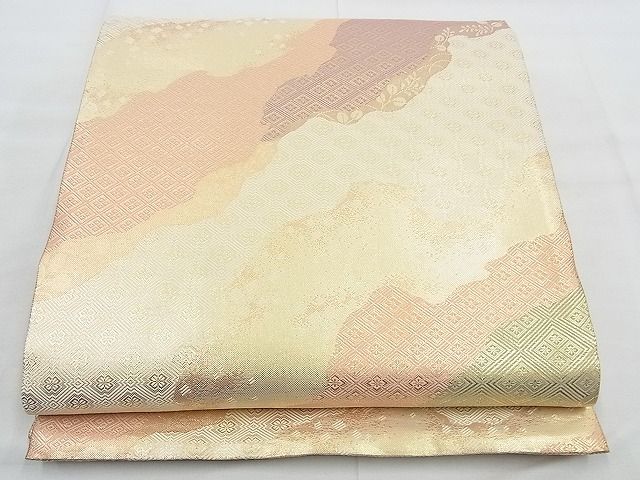 平和屋着物◎佐賀錦　六通柄袋帯　道長吉祥文　金糸　逸品　BAAE4647vj　