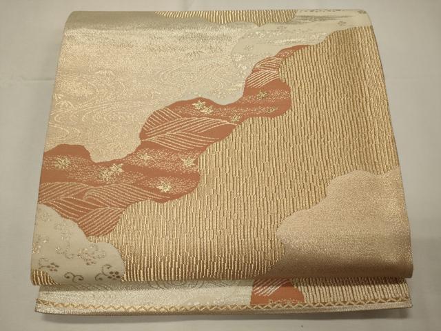 平和屋着物◎六通柄袋帯　道長流水楓文　金銀糸　正絹　逸品　CAAX9078oy