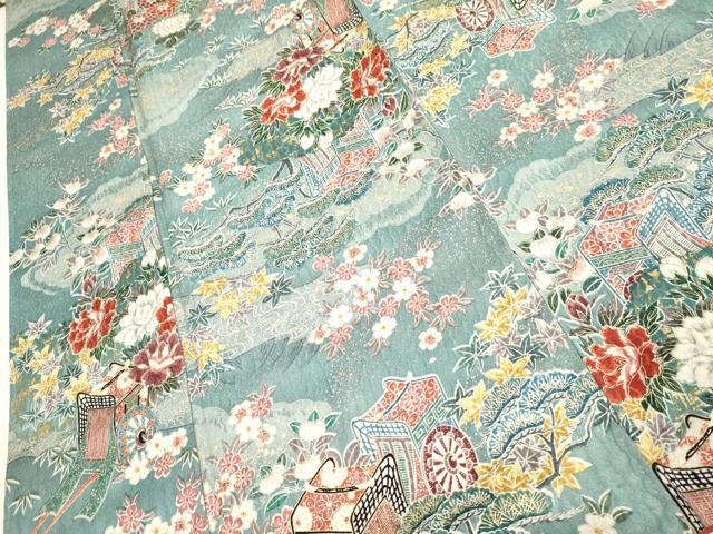 平和屋着物■上質な小紋　御所車花文　金銀彩　やまと誂製　正絹　逸品　DAAW4563cd