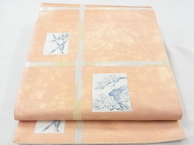 平和屋着物◎六通柄袋帯 唐織 松竹格子柄 金銀糸 逸品 BAAE5514ns