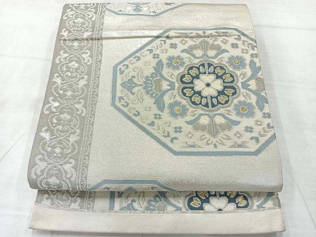 平和屋着物◎六通柄袋帯　抽象花文　金銀糸　正絹　逸品　AABE3011uk