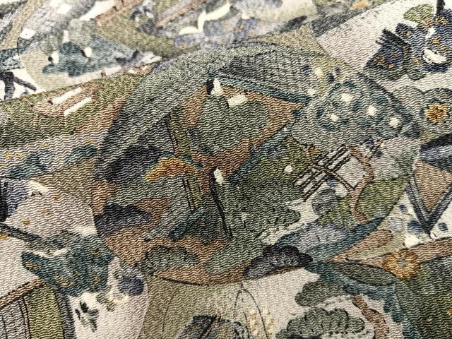 Kimono - 平和屋着物■上質な小紋　人物風景文　鬼しぼ縮緬　正絹　逸品　BAAX4931mz