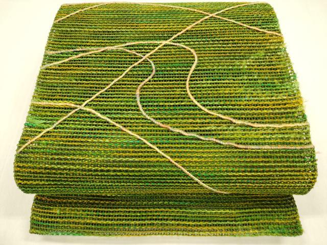 平和屋着物＊夏物　八寸名古屋帯　抽象文様　正絹　逸品　DABB3214cm