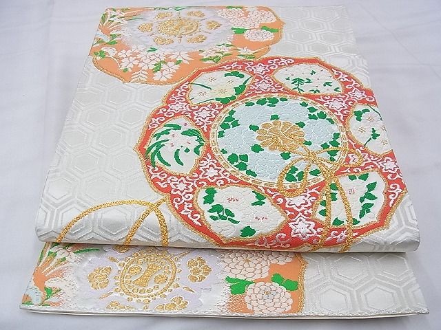 平和屋着物◎六通柄袋帯　唐織　鏡裏文様　たけうちオリジナル　金銀糸　逸品　BAAE2550ph