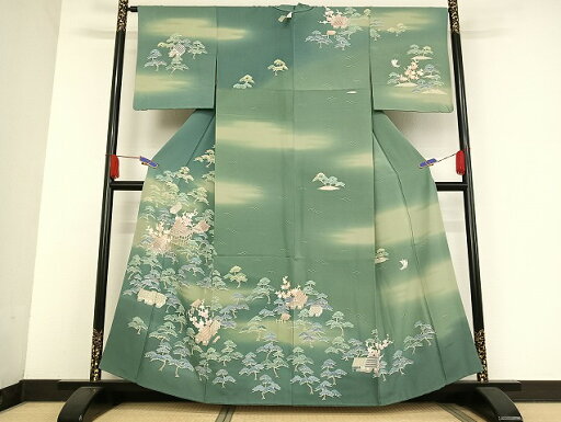 平和屋着物▼訪問着 友禅 梅松風景文 正絹 逸品 AAAU4294np 平和屋着物▼訪問着 友禅 梅松風景文 正絹 逸品 AAAU4294np
