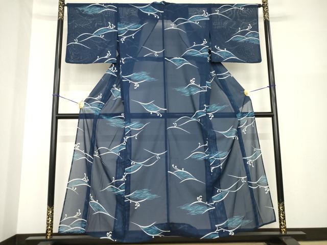 Kimono - 平和屋着物＊夏物　小紋　絽　立波文　洗える着物　AABH2114ck