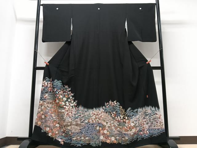 Rakuten - 平和屋着物■豪華黒留袖　作家物　風景文　正絹　逸品　CABC7294xe